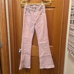 American Eagle Blush Pink High Waist Flare Leg Jeans Size 00 Regular